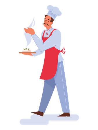 Man holding food dish Illustration