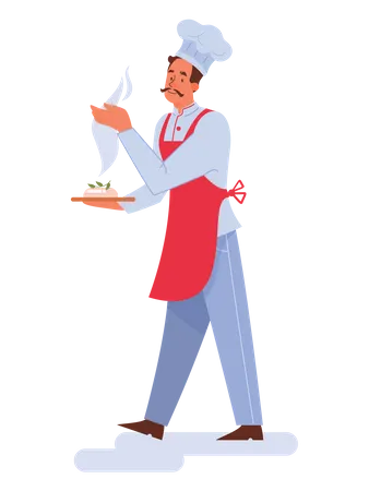 Man holding food dish  Illustration