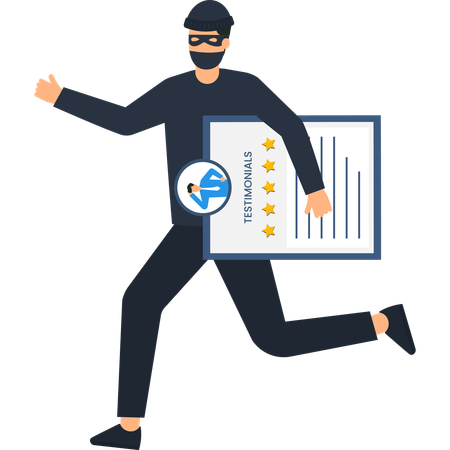 Man holding Fraudulent Testimonial  Illustration