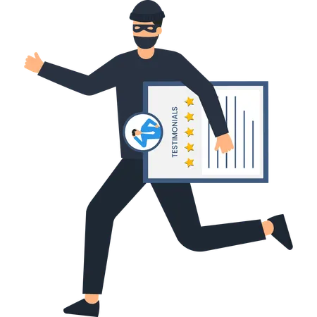 Man holding Fraudulent Testimonial  Illustration