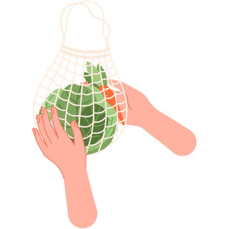 Man holding fruit basket  Illustration