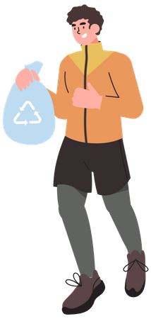 Man holding garbage bag Illustration
