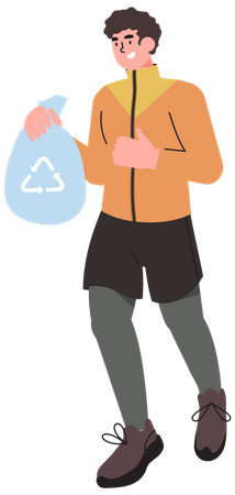 Man holding garbage bag  Illustration