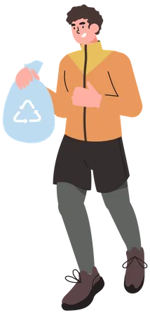 Man holding garbage bag  Illustration