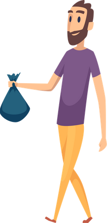 Man holding garbage bag  Illustration