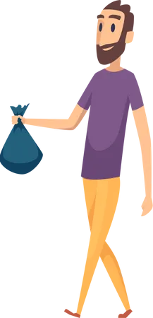 Man holding garbage bag  Illustration