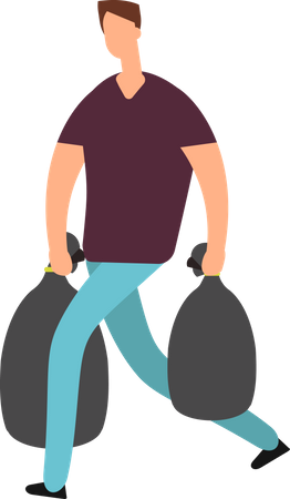 Man holding garbage bag  Illustration