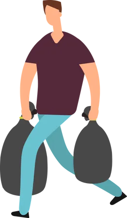 Man holding garbage bag  Illustration