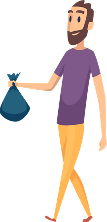 Man holding garbage bag  Illustration