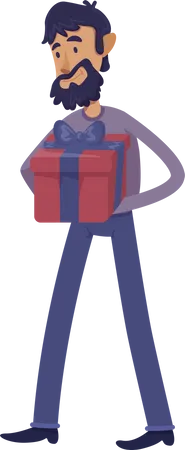 Man holding gift box Illustration