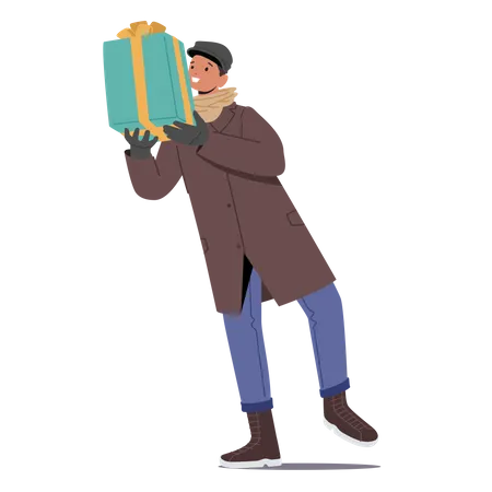 Man Holding Gift Box Illustration