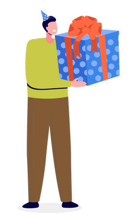 Man holding gift box  Illustration