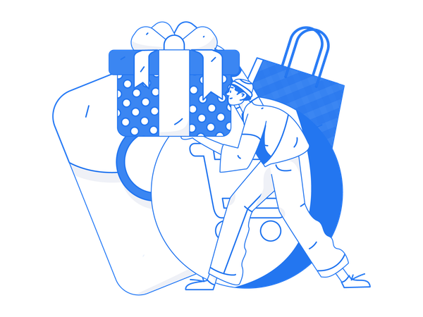 Man holding gift box  Illustration