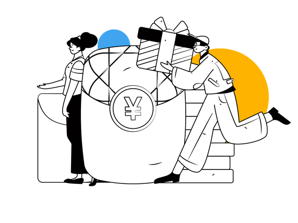 Man holding gift box  Illustration