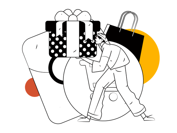 Man holding gift box  Illustration