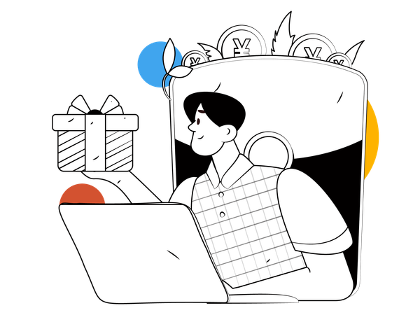 Man holding gift box  Illustration