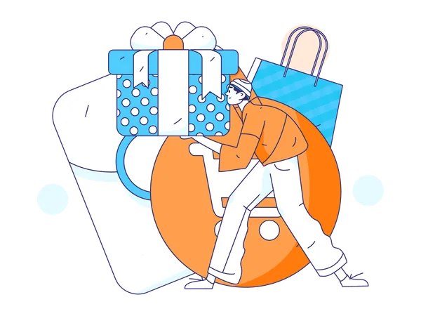 Man holding gift box  Illustration