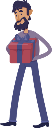 Man holding gift box  Illustration