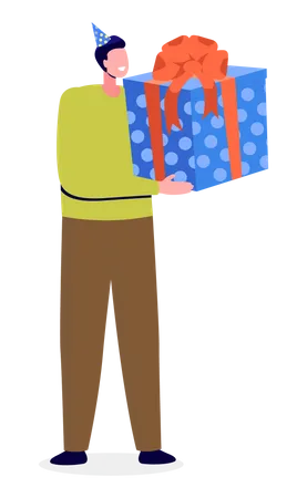 Man holding gift box  Illustration