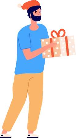 Man holding gift boxe Illustration