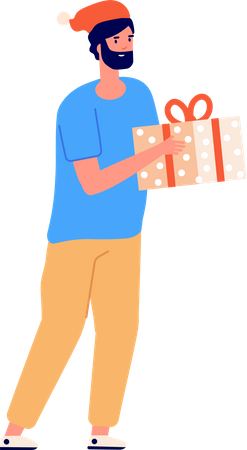 Man holding gift boxe  Illustration