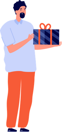 Man holding gift boxe  Illustration