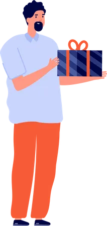 Man holding gift boxe  Illustration