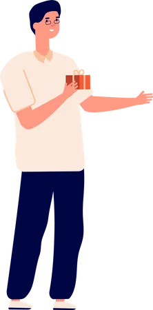 Man holding gift  Illustration