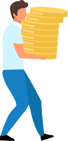 Man holding golden coins  Illustration