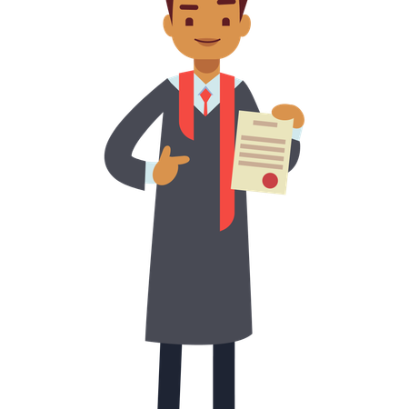Man holding graduation certificate  Illustration