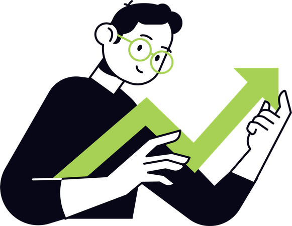 Man holding growth chart  Illustration