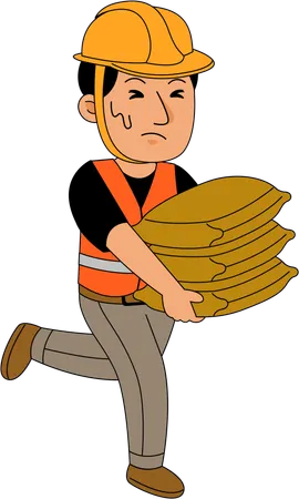 Man holding gunny bags  Illustration