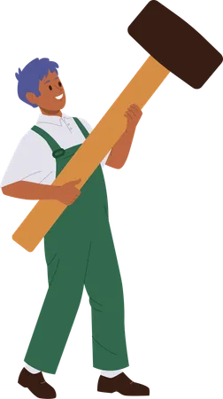 Man holding hammer for building  Illustration