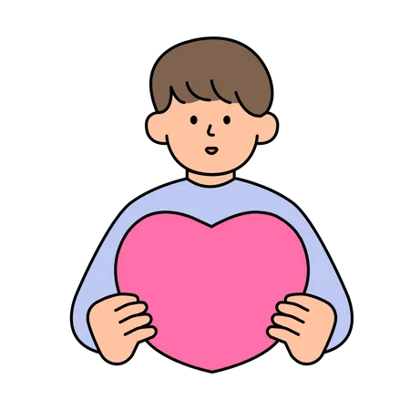 Man holding Heart  Illustration