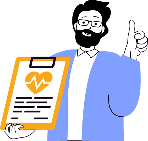 Man holding heart report  Illustration