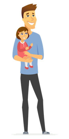 Man holding his daughter  Illustration