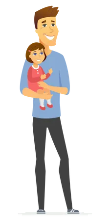 Man holding his daughter  Illustration