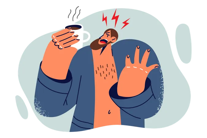 Man holding hot hot coffee cup  Illustration