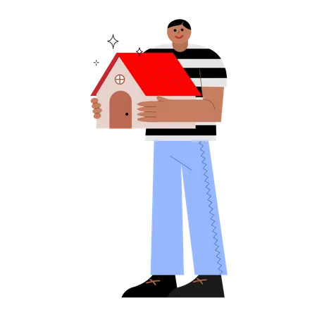 Man holding house  Illustration