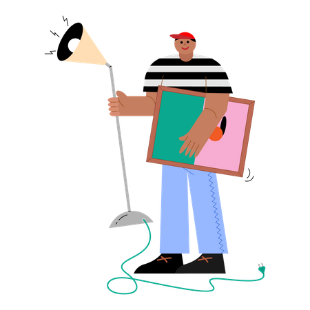 Man holding house stuff  Illustration