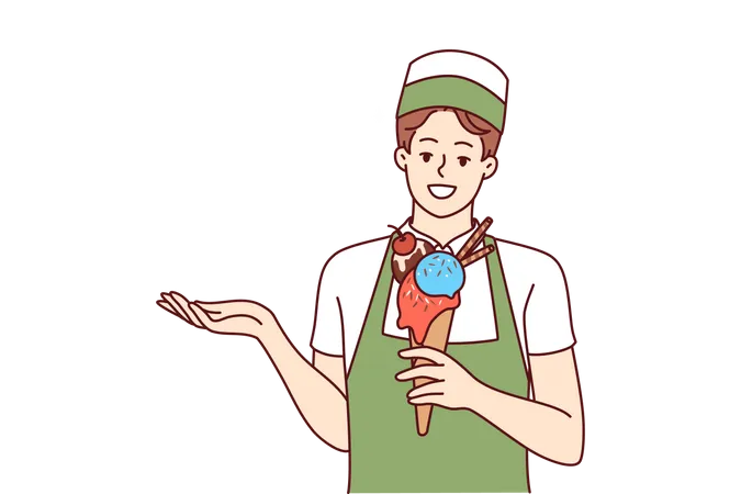 Man holding ice cream cone  Illustration