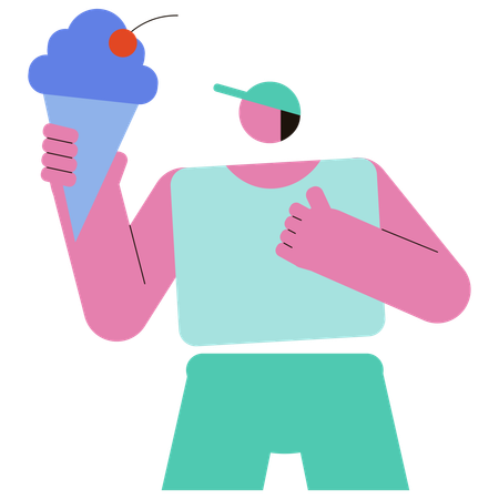 Man holding Ice Cream Cone  Illustration