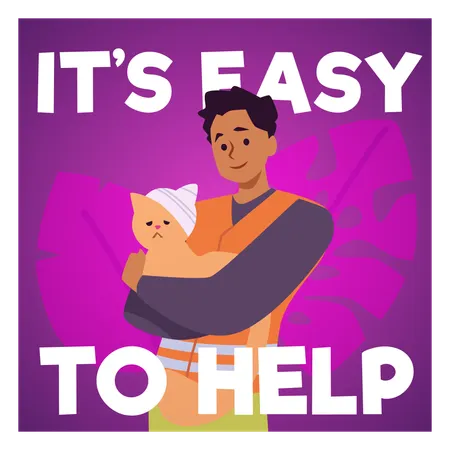 Man holding injured help volunteering advertising  Illustration