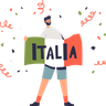 holding italian flag illustration svg