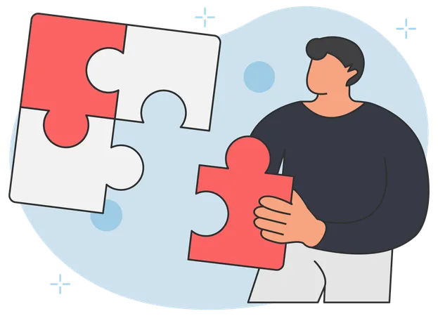 Man holding jigsaw piece  Illustration