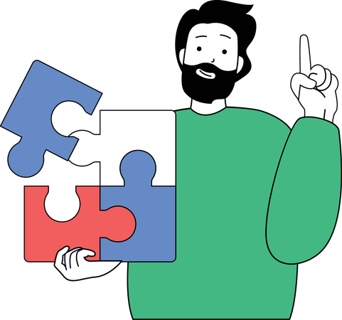 Man holding jigsaw puzzle  Illustration