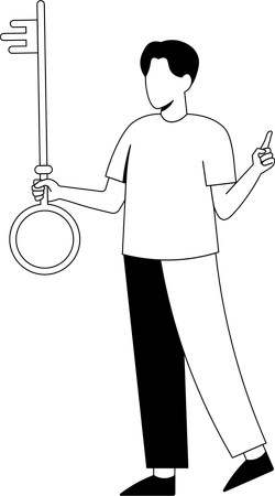 Man holding key  Illustration