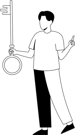 Man holding key  Illustration