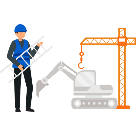 Man holding ladder  Illustration