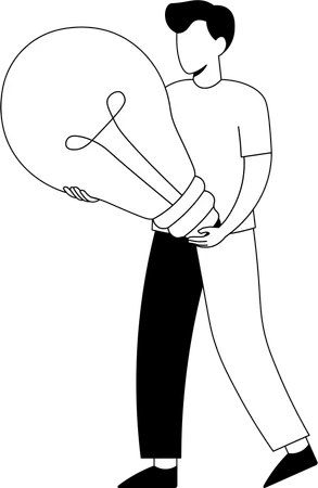 Man holding Lamp Bulb  Illustration